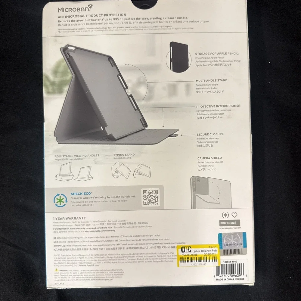 Speck Balance Folio Case for Apple iPad 10.2-inch 7/8/9th Gen - Black NEW OPEN !